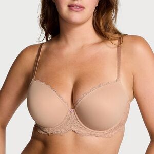 Victoria’s Secret Dream Angels Smooth & Lace Lightly Lined Demi Bra Nude Praline